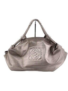 Loewe Metallic Leather Shoulder Bag With Embossed Logo & Spacious Interior Desig